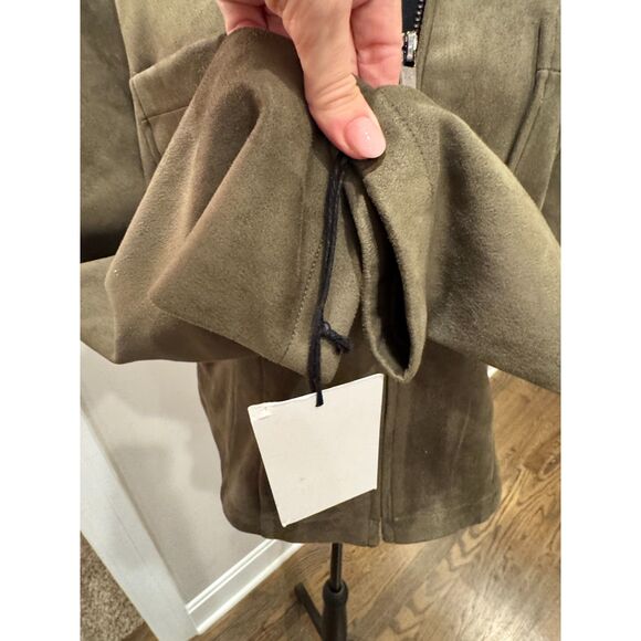 NWT Bagatelle NYC Collection Faux Suede Bomber Jacket Night Out Olive Green - Picture 4 of 9